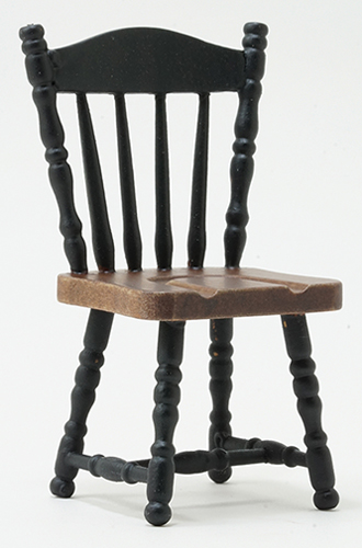Side Chair, Black with Walnut Seat